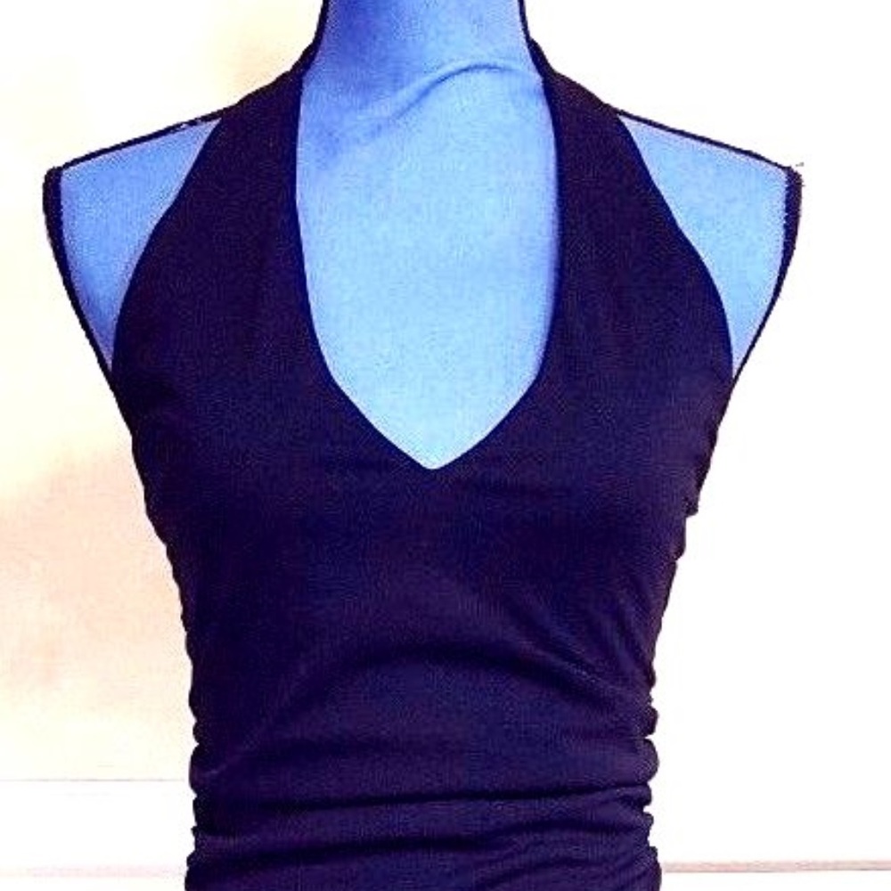 Misdemeanor Sexy Solid Black Fitted Halter Dress